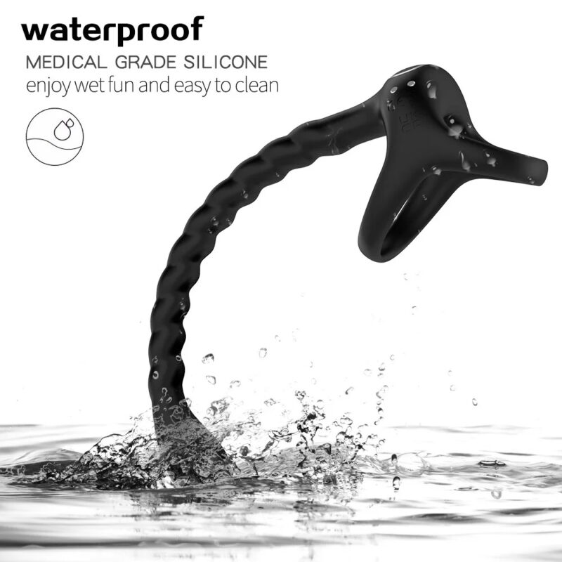 Remote-controlled silicone vibrating sperm locking ring male masturbation device