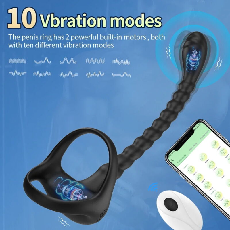 Remote-controlled silicone vibrating sperm locking ring male masturbation device