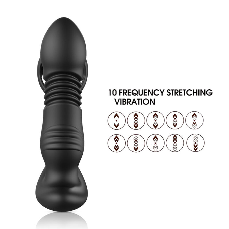 Three-ring telescopic prostate anal plug vibration massager