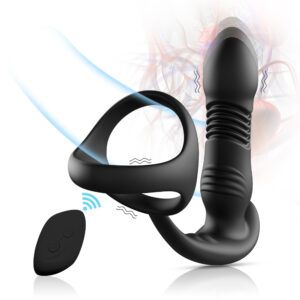 Three-ring telescopic prostate anal plug vibration massager