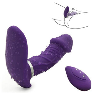 A female masturbator wearing a butterfly remote-controlled egg-jumping device