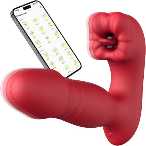 Mouth Licking Thrusting Wearable G spot Vibrator with App Control