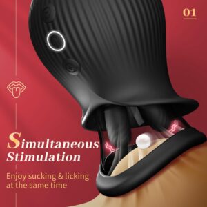 Rose Romeo - 3in1 Rose Sex Toy with 2 Suction Cups, Adult Toys Female Clitoral Nipple Vibrators with 10 Licking Sucking Vibrating